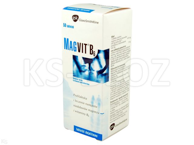 Magvit B6 interakcje ulotka tabletki dojelitowe 48mg Mg+5mg 50 tabl. (poj.)
