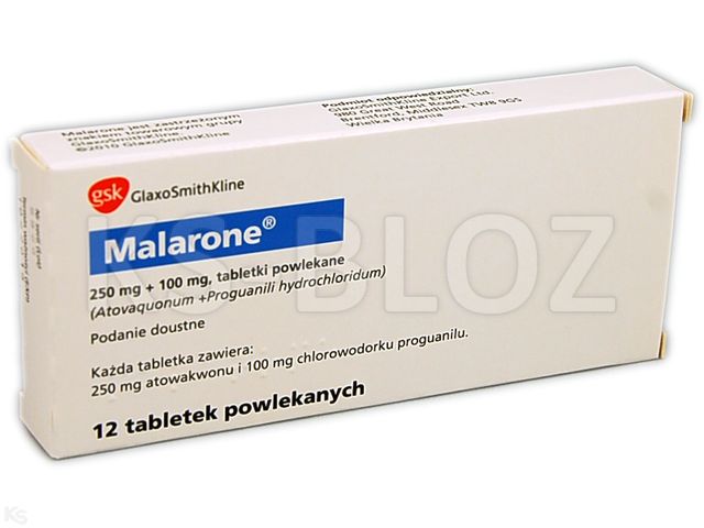 Malarone interakcje ulotka tabletki powlekane 250mg+100mg 12 tabl.