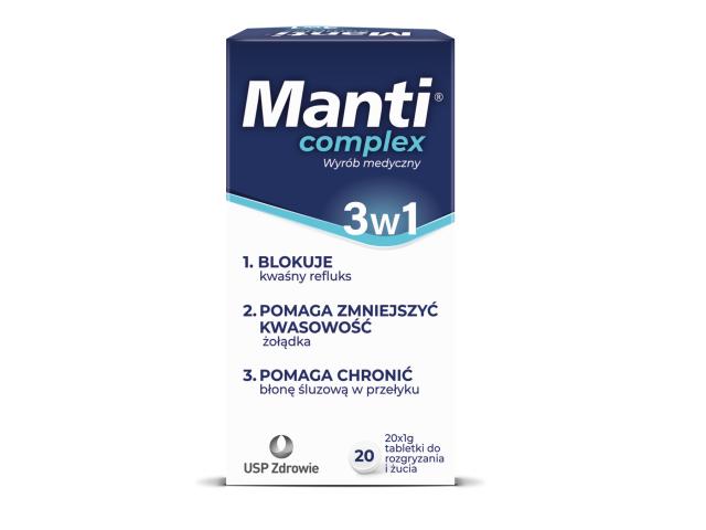 Manti Complex interakcje ulotka tabletki do rozgryzania i żucia - 20 tabl.