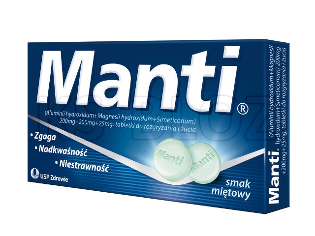 Manti interakcje ulotka tabletki do rozgryzania i żucia 200mg+200mg+25mg 8 tabl.