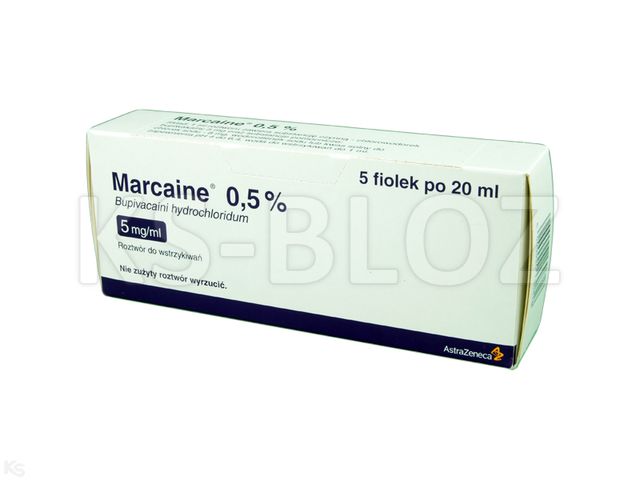 Marcaine 0.5% interakcje ulotka roztwór do wstrzykiwań 5 mg/ml 5 fiol. po 20 ml