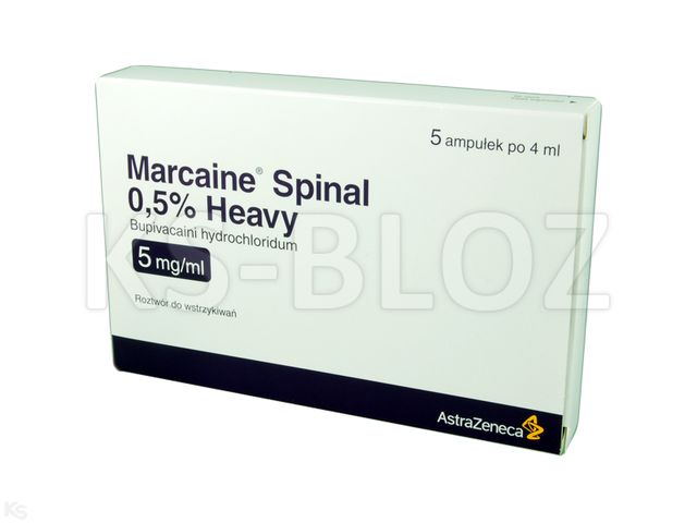 Marcaine Spinal 0.5% Heavy interakcje ulotka roztwór do wstrzykiwań 5 mg/ml 5 amp. po 4 ml