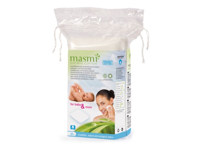 Masmi Kwadratowe płatki do demakijażu 100% bawełny organicznej interakcje ulotka  - 60 szt.