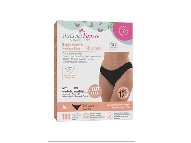 Masmi Reuse Modern Majtki menstruacyjne 100% bawełny organicznej L (102-110 cm) interakcje ulotka majtki chłonne  1 szt.