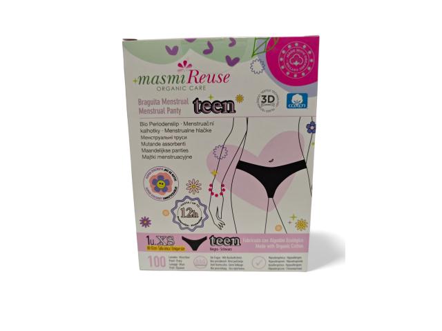 Masmi Reuse Organic Care Teen majt. menstruacyjne dla nastolatek 100% bawełny organi. XS (88-92 cm) interakcje ulotka majtki - 1 szt.