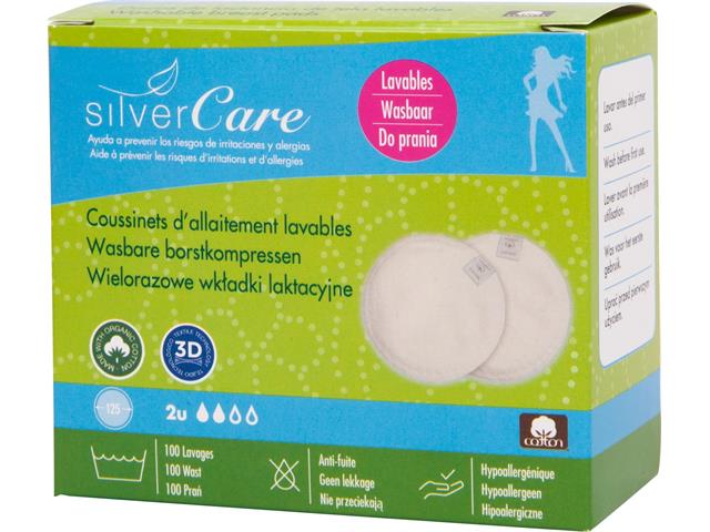 MASMI SILVER CARE Wkładki laktacyjne wielorazowe 100% certyfikowanej bawełny organicznej interakcje ulotka wkładka laktacyjna  2 szt.