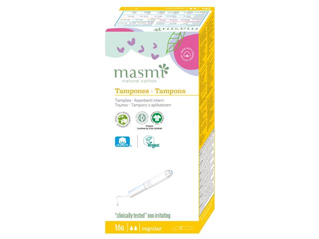 Masmi Tampony regular organiczne z aplikatorem 100% bawełny interakcje ulotka tampon - 16 szt.