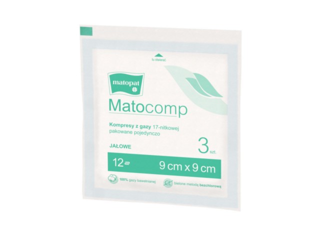 Matocomp Peel Pack Kompresy gazowe 17 nitkowe 12 warstwowe 9 x 9 cm interakcje ulotka   3 szt.