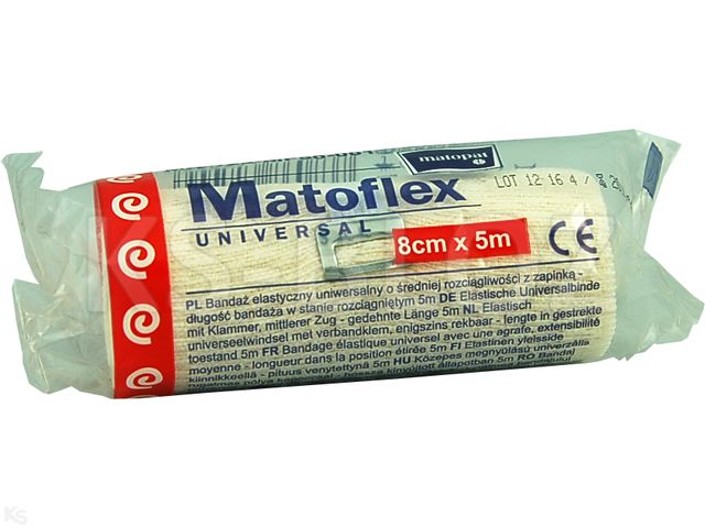 Matoflex Universal Opaska tkana elastyczna 5 m x 8 cm interakcje ulotka opaska elastyczna  1 szt.