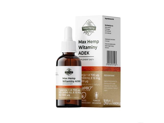 Max Hemp ADEK interakcje ulotka krople  30 ml