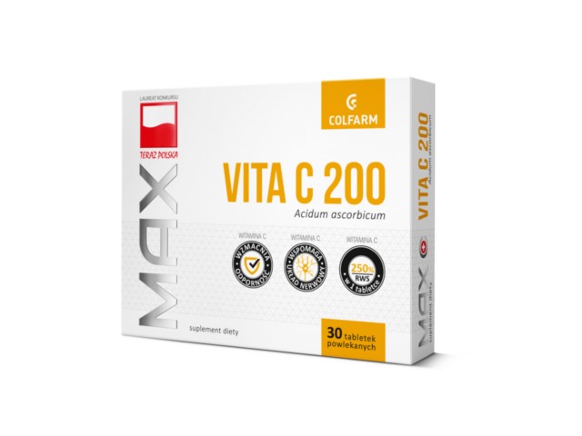 Max Vita C 200 interakcje ulotka tabletki - 30 tabl.