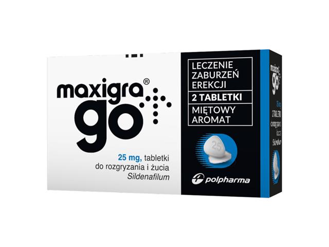 Maxigra Go interakcje ulotka tabletki do rozgryzania i żucia 25 mg 2 tabl.