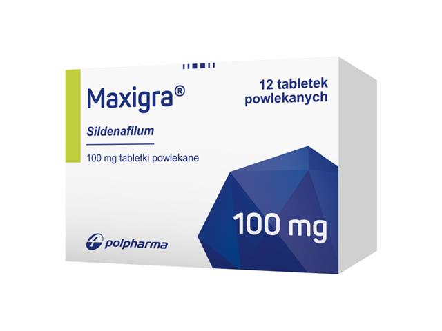 Maxigra interakcje ulotka tabletki powlekane 100 mg 12 tabl.