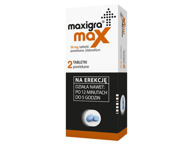 Maxigra Max interakcje ulotka tabletki powlekane 50 mg 2 tabl.