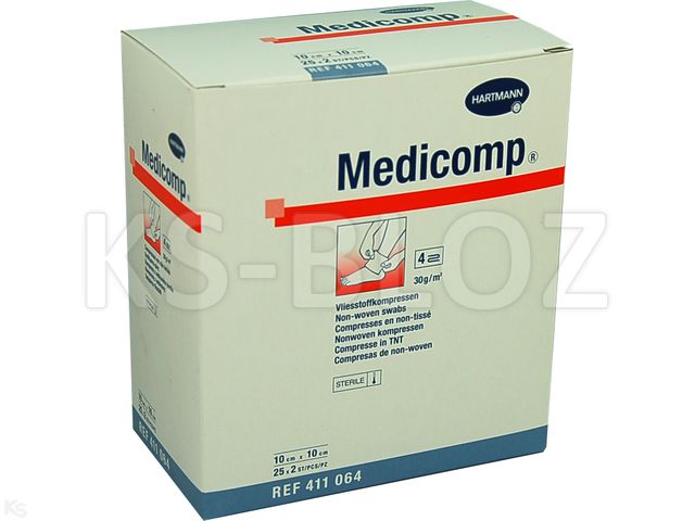 Medicomp Kompresy jałowe włókninowy 10 x 10 cm interakcje ulotka   50 szt. | 2 x 25 szt.