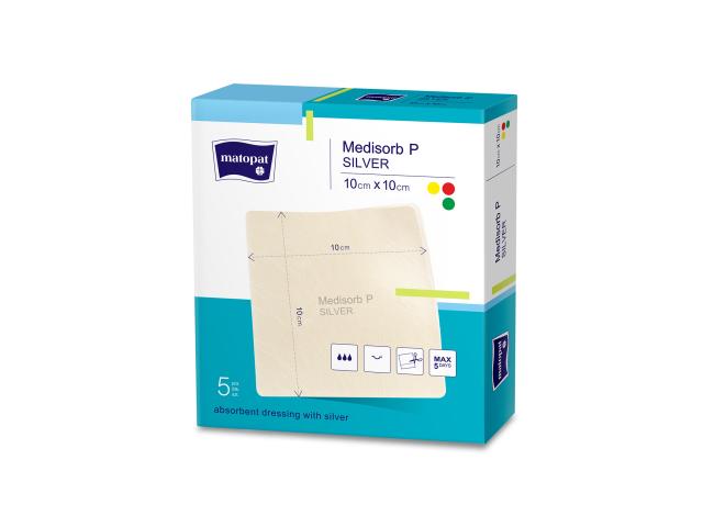 Medisorb P Silver Opatrunek jałowy chłonny ze srebrem 10 x 10 cm interakcje ulotka opatrunek - 5 szt.
