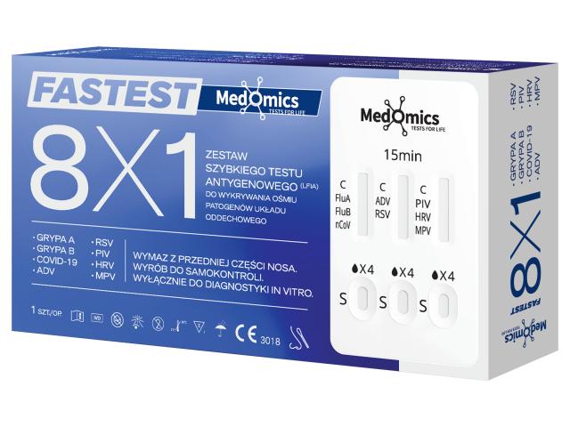 Medomics Fastest Zestaw testowy do wykrywania ośmiu patogenów układu oddechowego interakcje ulotka test  1 op.