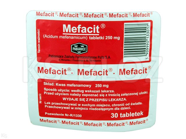Mefacit interakcje ulotka tabletki 250 mg 30 tabl. | 1 blist.po 30 szt.