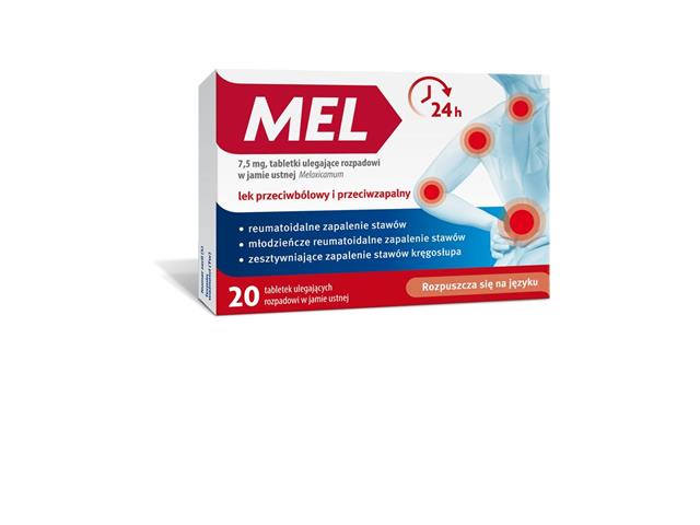 Mel interakcje ulotka tabletki ulegające rozpadowi w jamie ustnej 7,5 mg 20 tabl.