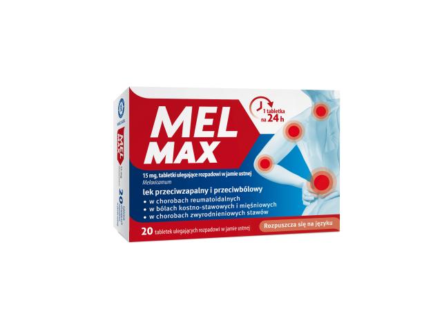 Mel Max interakcje ulotka tabletki ulegające rozpadowi w jamie ustnej 15 mg 20 tabl.