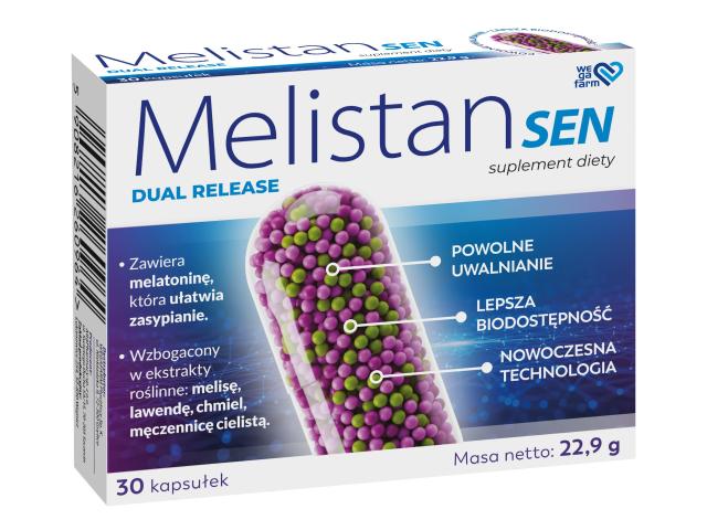 Melistan Sen Dual Release interakcje ulotka kapsułki twarde 30 kaps.