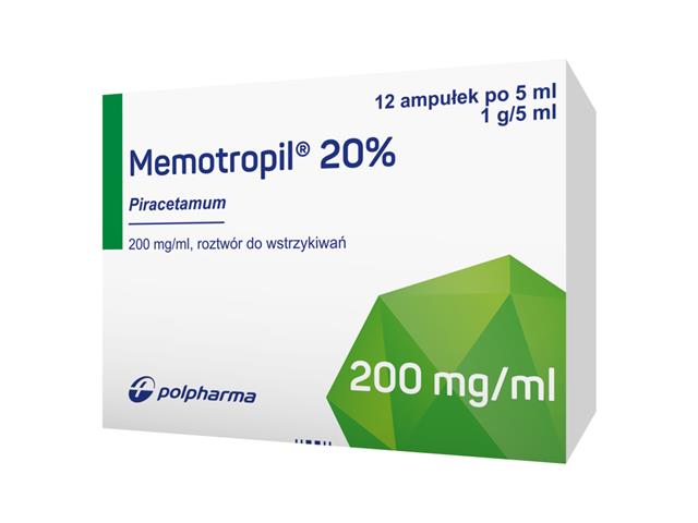 Memotropil 20% interakcje ulotka roztwór do wstrzykiwań 200 mg/ml 12 amp. po 5 ml