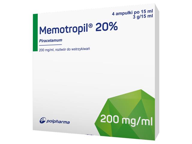 Memotropil 20% interakcje ulotka roztwór do wstrzykiwań 200 mg/ml 4 amp. po 15 ml