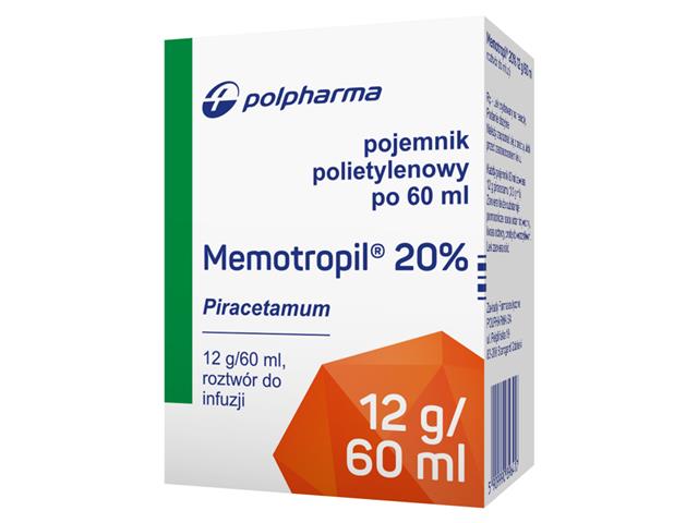 Memotropil 20% interakcje ulotka roztwór do infuzji 12 g/60ml 20 poj. po 60 ml