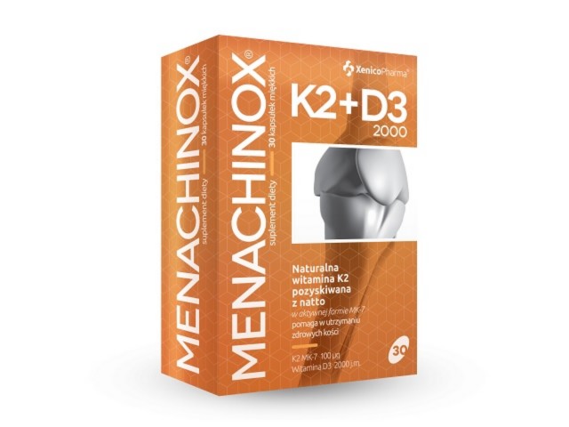 Menachinox K2 + D3 2000 interakcje ulotka kapsułki  30 kaps.
