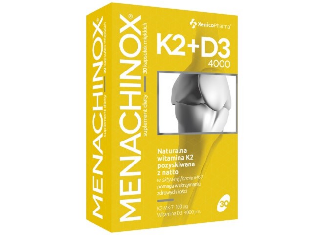 Menachinox K2 + D3 4000 interakcje ulotka kapsułki miękkie  30 kaps. (3 blist. po 10 kaps.)