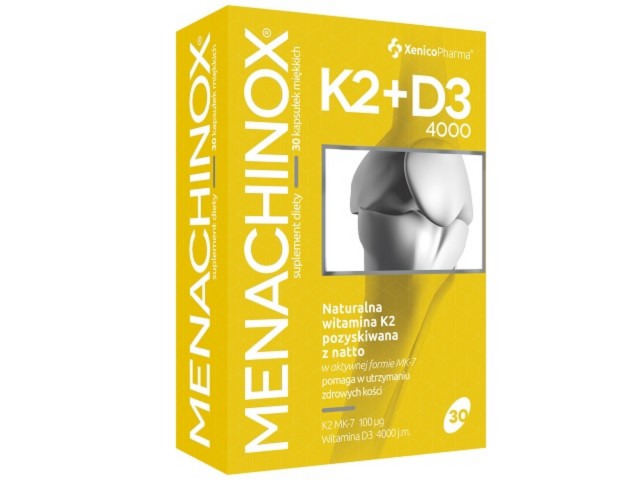 Menachinox K2 + D3 4000 interakcje ulotka kapsułki miękkie  30 kaps. | (3 blist. po 10 kaps.)