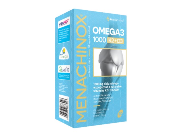 Menachinox Omega 3 1000 K2 + D3 interakcje ulotka kapsułki miękkie - 30 kaps. (3 blist. po 10 kaps.)