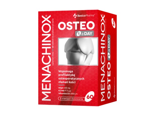 Menachinox Osteo 1 a DAY interakcje ulotka tabletki do ssania i połykania  60 tabl.