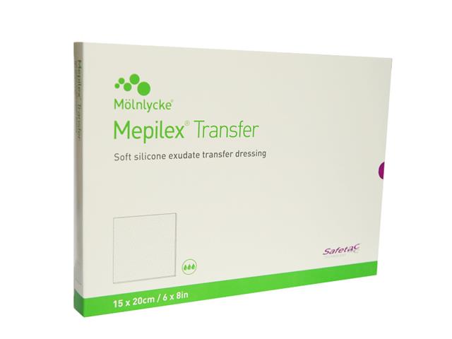 Mepilex Transfer Opatrunek przenoszący wysięk piankowy silikonowy specjalny 15 x 20 cm interakcje ulotka   1 szt.