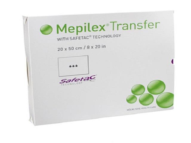 Mepilex Transfer Opatrunek przenoszący wysięk piankowy silikonowy specjalny 20 x 50 cm interakcje ulotka opatrunek  1 szt.