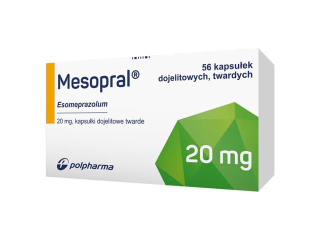 Mesopral interakcje ulotka kapsułki dojelitowe twarde 20 mg 56 kaps. | blister