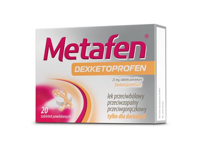 Metafen Dexketoprofen interakcje ulotka tabletki powlekane 0,025 g 20 tabl.