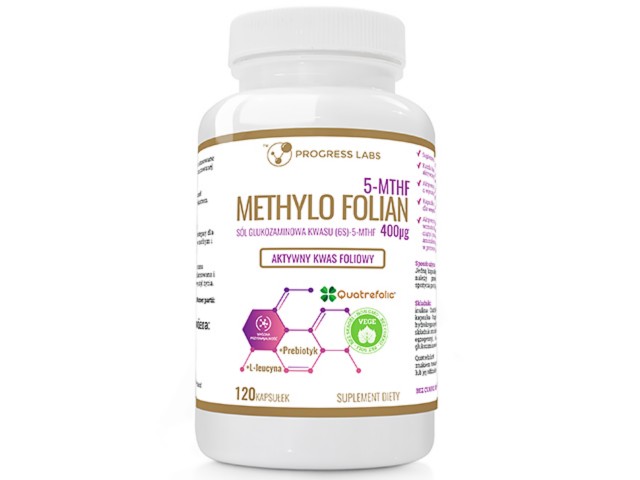 Methylo folian 5-MTHF 400mcg Aktywny Kwas Foliowy interakcje ulotka kapsułki  120 kaps.