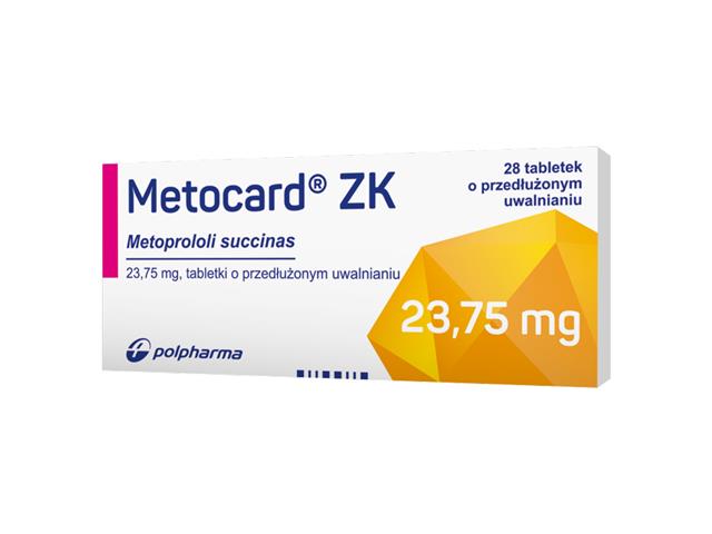 Metocard ZK interakcje ulotka tabletki o przedłużonym uwalnianiu 23,75 mg 28 tabl. | 2 blist.po 14 szt.