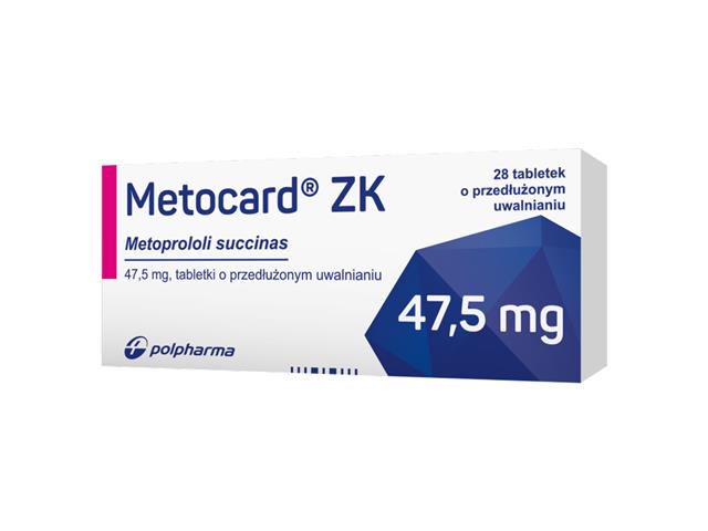 Metocard ZK interakcje ulotka tabletki o przedłużonym uwalnianiu 47,5 mg 28 tabl. | 2 blist.po 14 szt.