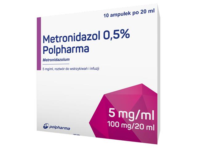 Metronidazol 0,5% Polpharma interakcje ulotka roztwór do wstrzykiwań i infuzji 5 mg/ml 10 amp. po 20 ml