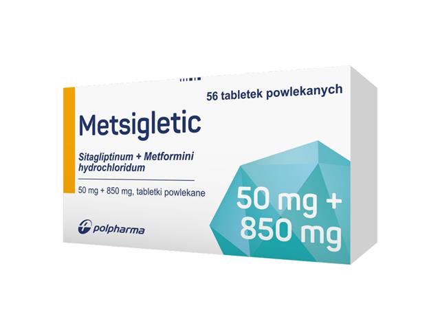 Metsigletic interakcje ulotka tabletki powlekane 50mg+850mg 