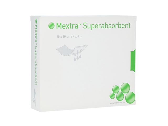 Mextra Superabsorbent Opatr. wysoce chłon. z zabezp. hydrofobowym specjalistyczny 10 x 10 cm interakcje ulotka   1 szt.