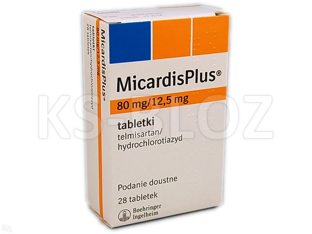 MicardisPlus interakcje ulotka tabletki 80mg+12,5mg 28 tabl. | 4 blist.po 7 szt.