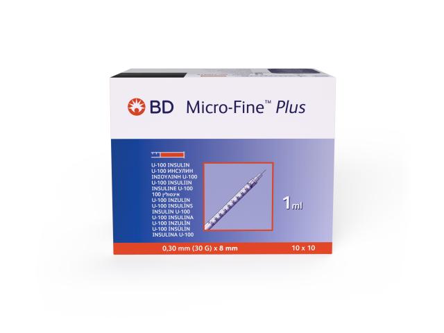 Micro-Fine Plus Strzykawka insulinowa 1 ml 30G x 8 mm U 100 interakcje ulotka strzykawka - 100 szt.