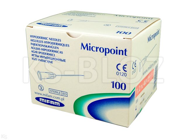 Micropoint Igła iniekcyjna 1,2 x 40 mm interakcje ulotka   100 szt. | (pudeł.)