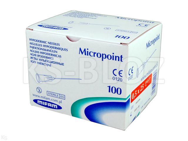 Micropoint Luer Igła domięśniowa 0,5 x 25 mm interakcje ulotka   100 szt.