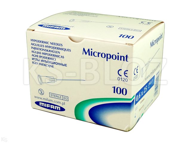 Micropoint Luer Igła domięśniowa 0,6 x 25 mm interakcje ulotka igła  100 szt.