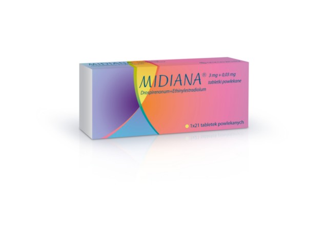 Midiana interakcje ulotka tabletki powlekane 30mcg+3mg 21 tabl.