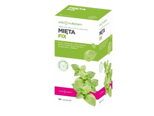 Mięta Fix Multipharm interakcje ulotka zioła do zaparzania w saszetkach - 30 sasz.